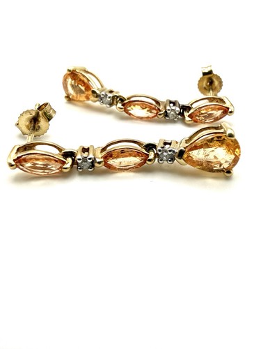 9ct citrine diamond earrings - citrine,