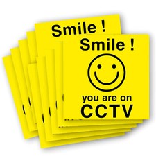 CCTV In-Operation Vinyl Stickers - Smile you are on CCTV warning sign stickers