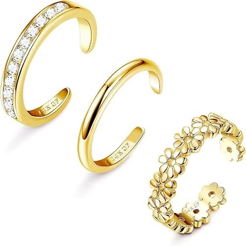 3pc gold filled toe rings - filled,