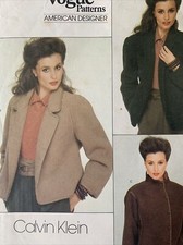 Vogue 2811 Calvin Klein Blazer Jacket Coat Short Nuru Collar Ladies Size 12