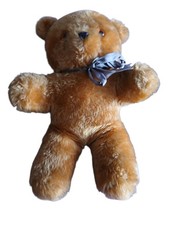 1980s Vintage Teddy Bear 35cm Tall Orange Eyes Plastic Nose Nostalgic Toys