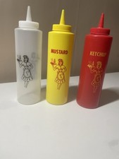 TableCraft Nostalgia Squeeze Bottle Dispenser Clear Red Yellow Ketchup Mustard