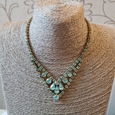 GORGEOUS VINTAGE BLUE DIAMANTE NECKLACE 1950's COSTUME JEWELLERY