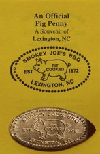 Smokey Joe's BBQ Pig Penny Elongated Coin Lexington NC Copper North Carolina #6