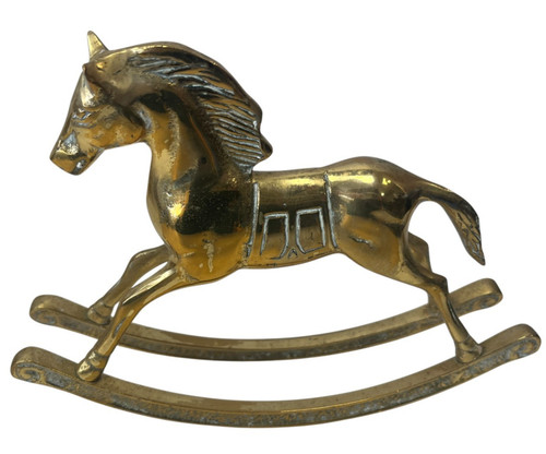 Brass vintage rocking horse - vintage,
