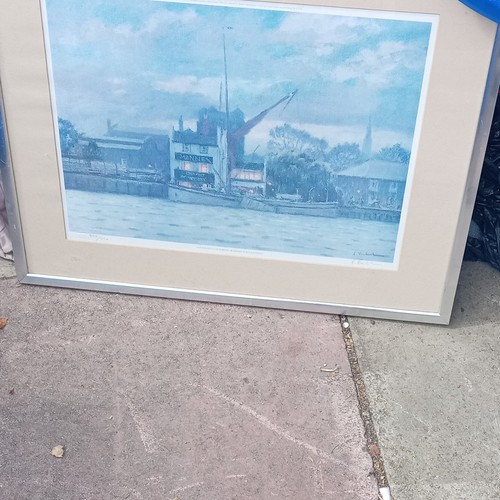 Signed framed landscape river - signed,