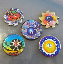 5x Vintage 1990s Pog Metal