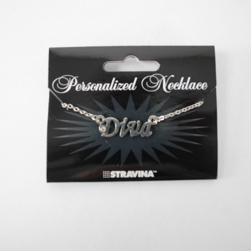 Diva necklace name silvertone - diva,