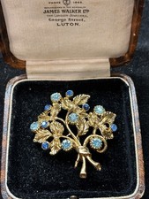 Vintage Blue Rhinestone Flower