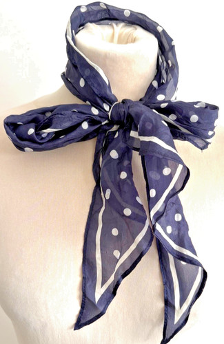 Blue white silk mix polka - blue,