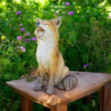 Sitting Fox Garden Ornament Animal Statue Weather-Resistant Fast Shipping