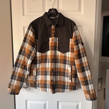 Mountain Warehouse Checked Flannel Padded Shacket Mens Medium Jacket Plaid Brown