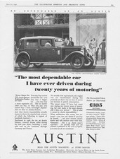 AUSTIN MOTOR CARS The 16 Beaconsfield Fabric Saloon Vintage Advertisement 1931