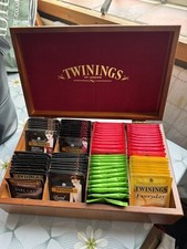 Twinings wooden tea box With Tea Bags (some Missing)