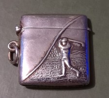  ? SOLID SILVER VESTA CASE ~ GOLF ? Present. Gift