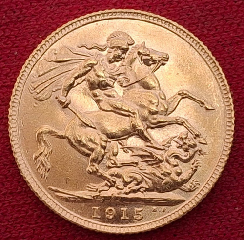 Gold sovereign aunc 1915 - gold,