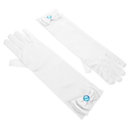 Kids white formal gloves long - white,