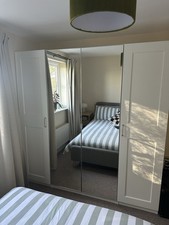 IKEA PAX Wardrobes Large Four Door with Mirrors Rails Shelving and Draws White