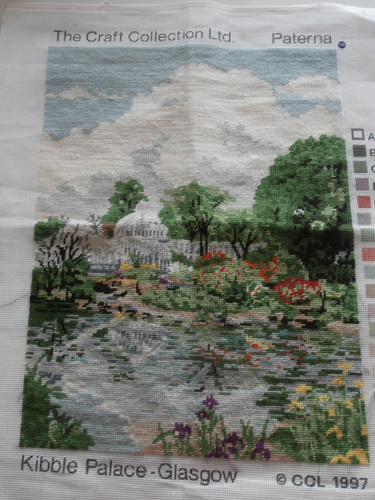 Completed needlepoint tapestry