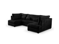 New U Shape Corner Sofa Storage Bed Black Chenille Meridian Damaged | Clearance