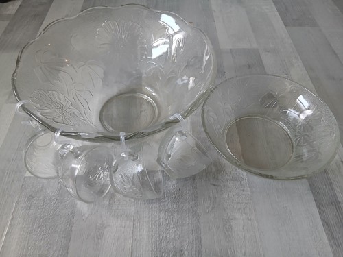Vintage glass punch bowl - punch, set