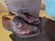 VINTAGE CHURCH’S BURGUNDY BROGUES LEATHER  SHOES. UK 9.5 (G) MENS 'GRAFTON' RARE