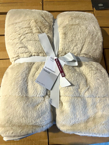 Home supersoft fur throw - m&s,