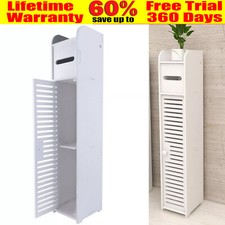 4 Tier Bathroom Cabinet Shelf Slim Toilet Free Standing Cupboard Storage Racking