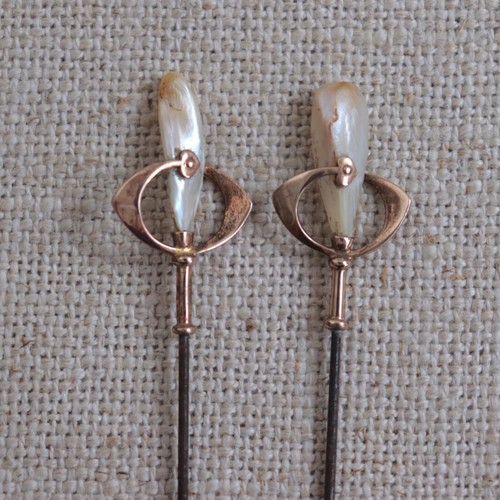 Pair art nouveau 9ct gold - art,