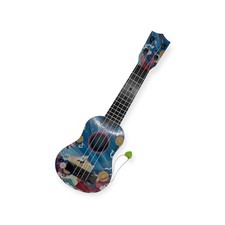 Mini 43cm Soprano Ukulele – Decorative Blue Floral & Crane Design with Pick