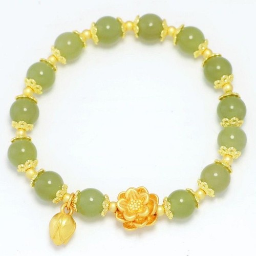 Real jade lotus bracelet - real,