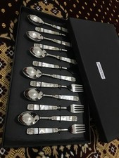 12 pieces Mother Of Pearl Handmade Cutlery - 6 Spoon 6 Fork