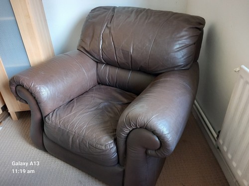 Leather armchair brown - leather, brown.