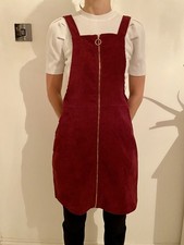 Burgundy/Maroon Cord Pinafore/dungaree  dress zip front 