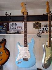 2005 Left Handed Fender Squier Affinity Stratocaster - Daphne Blue Nitro Upgrade