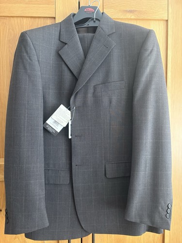 Men suit grey - grey/brown, check