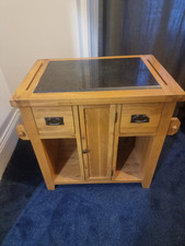 Stunning Solid Oak Kitchen Island w/Luxurious Black Granite Worktop