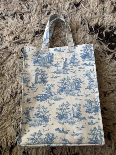 Harrods logo blue toile print - logo,