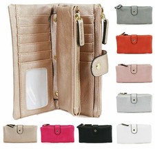 Ladies Medium Purse Women's Bifold Wallet Double Zipped Compartments Purses New