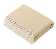 BRONTE by Moon ?? Herringbone Natural Throw/Blanket 100% Pure New Wool