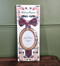 Victorian Style Picture Frame Gold Tartan Bow Christmas Home Alone Ralph NOS