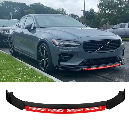Gloss black front bumper lip - black,