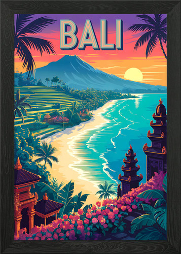 Bali travel poster art framed - art,