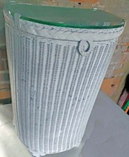 Lloyd Loom Linen Basket With Glass Top - White