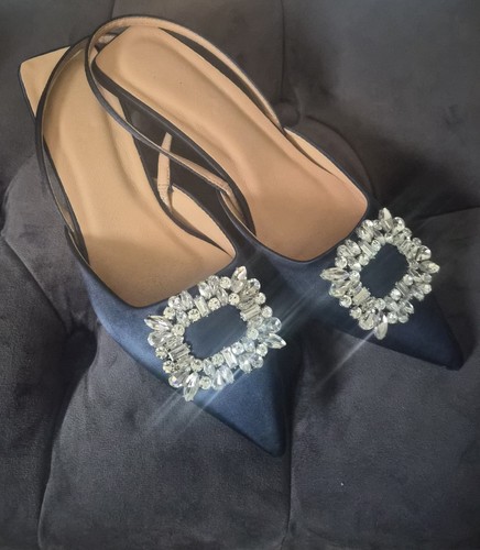 Navy blue slingback kitten - blue,