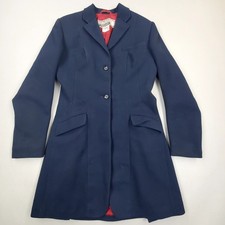 Vintage 60s Ladies 34" Caldene Frock Navy Crimplene Hunt Show Riding Jacket Coat