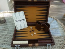 Vintage  Backgammon Set Faux Leather Carry Case John Jaques