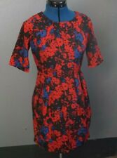 LOUCHE at JOY Black blue red flower / floral pattern tea dress -size UK 8 XS
