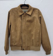 Men's Unisex Italian Suede Leather Jacket Tan Brown Size M Reportage Vintage