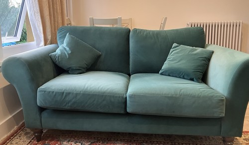Green velvet sofa vgc - velvet,